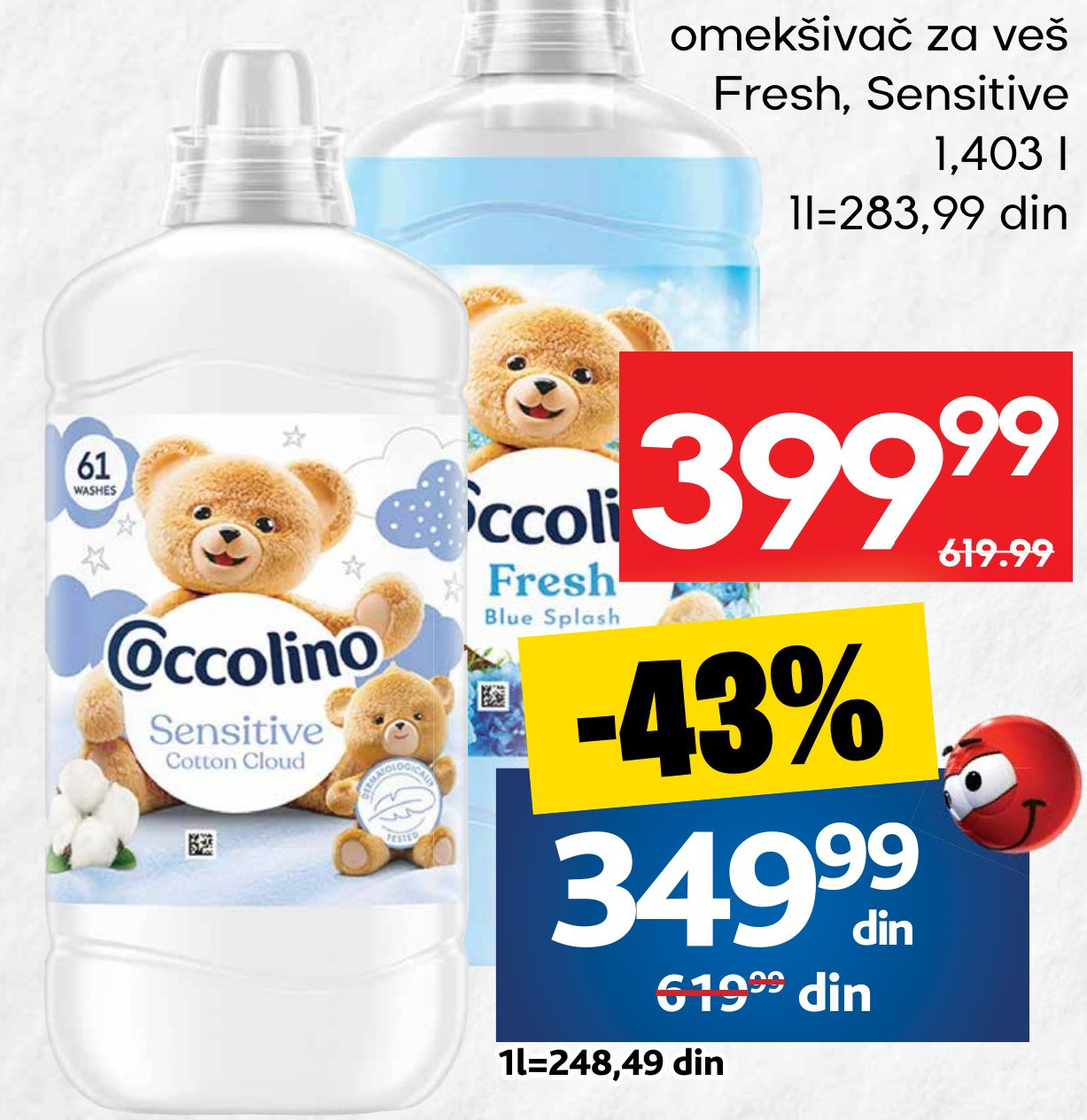 COCCOLINO omekšivač za veš Fresh, Sensitive