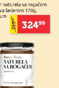 Puter naturel sa rogačom i lagana šećerom 170g, Granum