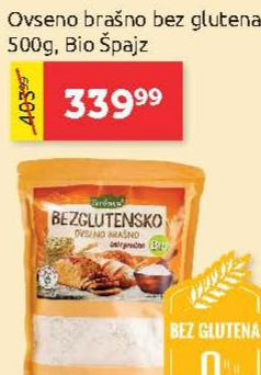 Ovseno brašno bez glutena 500g, Bio Spazj