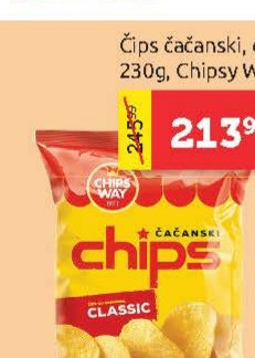 Čips čačanski, classic, 230g, Chipsy Way