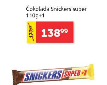 Čokolada Snickers super 110g+1