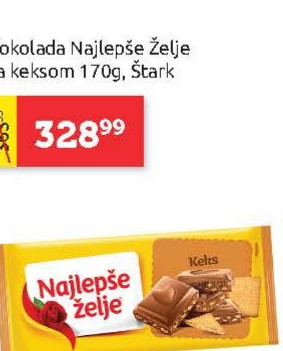 Čokolada Najlepše Želje sa keksom 170g, Stark