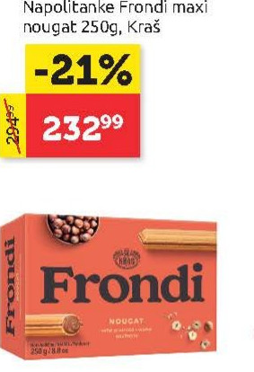 Napolitanke Frondi maxi nougat 250g, Kraš