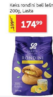 Keks rondini bel lešnik 200g, Lasta