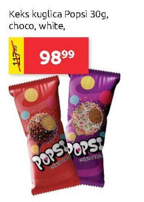 Keks kuglica Popsi 30g, choco, white