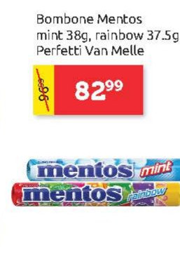 Bombone Mentos mint 38g, rainbow 37.5g, Perfetti Van Melle