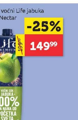 Sok voćni Life jabuka 1L, Nectar
