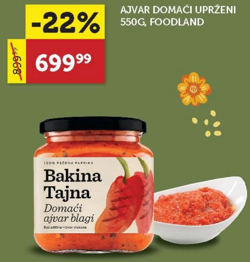 AJVAR DOMACI UPRŽENI 550G, FOODLAND