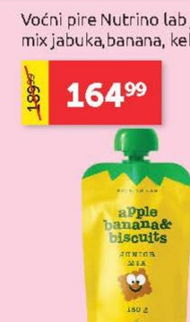 Voćni pire Nutrino lab junior mix jabuka, banana, keks, 180g