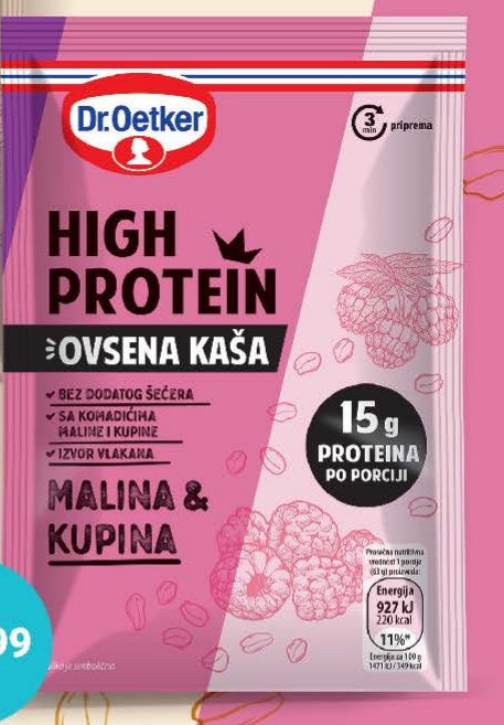 Dr.Oetker High Protein Ovsená Kaša Malina & Kupina