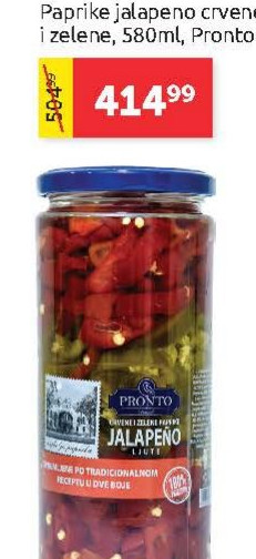 Paprike jalapeno crvene i zelene, 580ml, Pronto