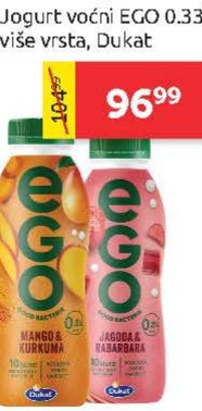 Jogurt voćni EGO 0.33kg, više vrsta, Dukat