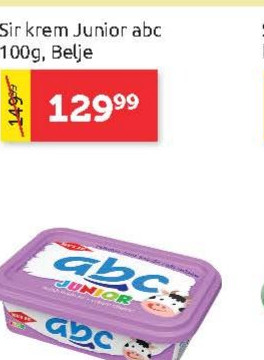 Sir krem Junior abc 100g, Belje