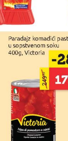 Paradajz komadići paserizovani u sapsstvenom soku 400g, Victoria