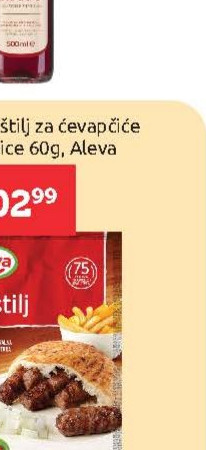 Smeša roštilj za ćevapčiće i pljeskavice 60g, Aleva