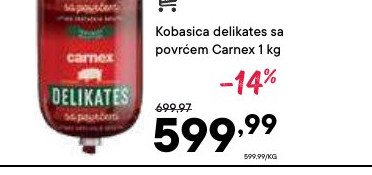 Kobasica delikates sa povrćem Carnex 1 kg