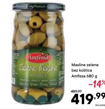 Masline zelene bez kostica Amfissa 680 g