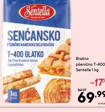 T-400 GLATKO pšenično namazno belo brašno Sentella 1 kg
