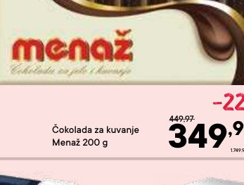 Čokolada za kuvanje Menaž 200 g