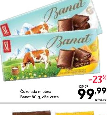 Čokolada mlečna Banat 80 g. više vrsta