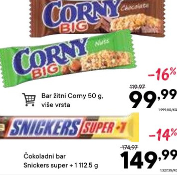 Bar žitno Corny 50 g.