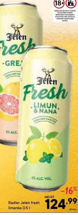 Radler Jelen fresh limenka 0.5 l