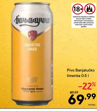 Pivo Banjalučka limenka 0.5 l