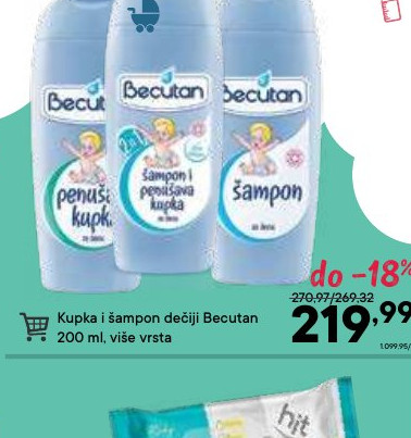 Kupka i šampon dečiji Becutan 200 ml, više vrsta