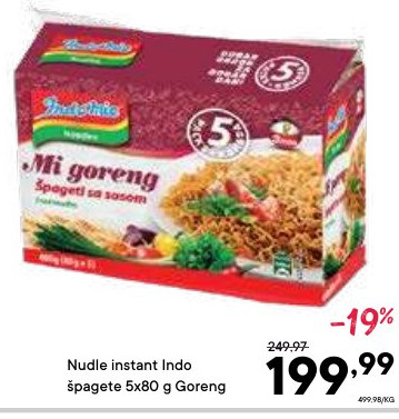 Nudle instant Indo špagete 5x80 g Goreng