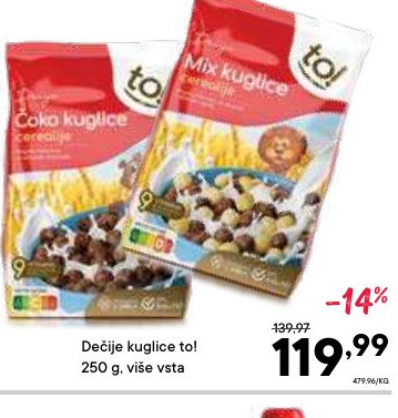 Dečije kuglice to! 250 g, više vrsta