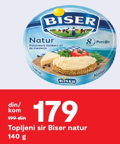 Topljeni sir Biser natur 140 g