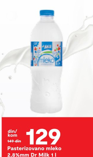 Pasterizovano mleko 2,8%mm Dr Milk 1 l