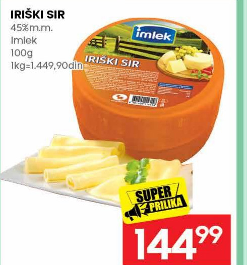 IRIŠKI SIR 45%m.m. Imlek 100g