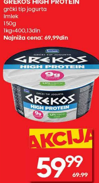 GREKOS HIGH PROTEIN grčki tip jogurta Imlek 150g