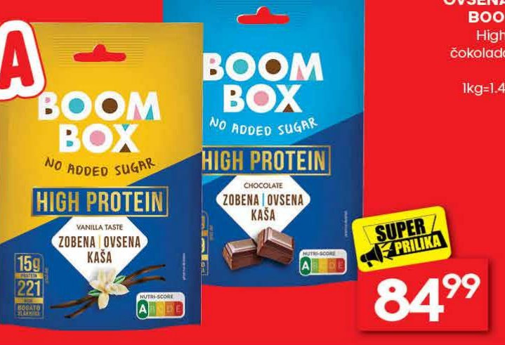 OVŠENA KAŠA BOOM BOX High protein čokolada, vanila 60g