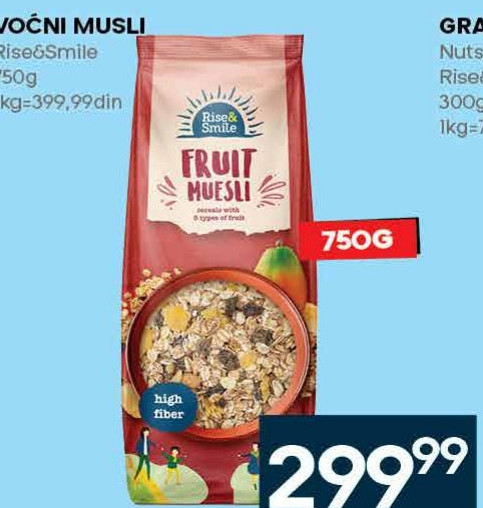 VOĆNI MUSLI Rise&Smile 750g