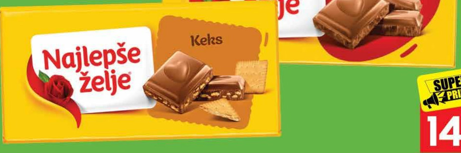 Najlepše želje Mlečna čokolada keks 85g