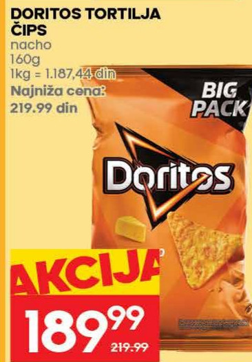 DORITOS TORTILJA ČIPS nacho 160g