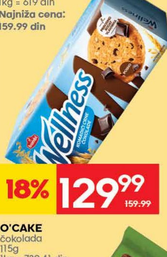 WELLNESS KEKS komadići čokolade Bambi 210g