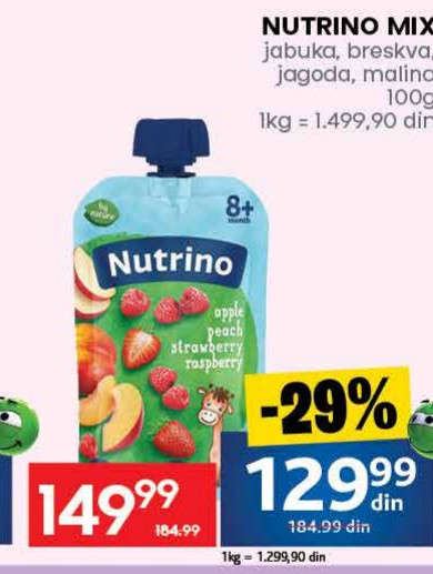 NUTRINO MIX jabuka, breskva, jagoda, malina 100g