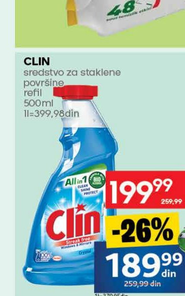 CLIN sredstvo za staklene površine refl 500ml