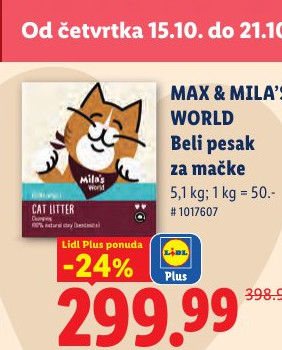 MAX & MILA'S WORLD Beli pesak za mačke