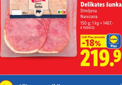 DULANO Delikates šunka Dimljena Narezana