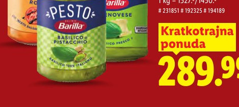Barilla Pesto sos Genovese, Rosso ill Basilico pistacchio