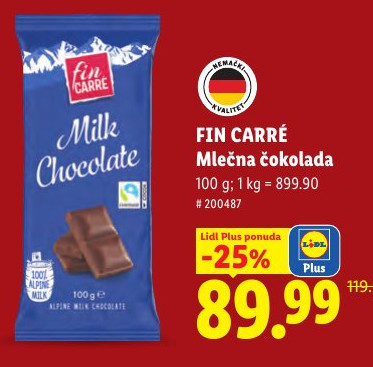 FIN CARRÉ Mlečna čokolada