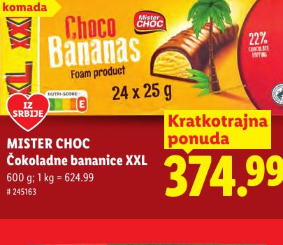 MISTER CHOC Čokoladne banane XXL