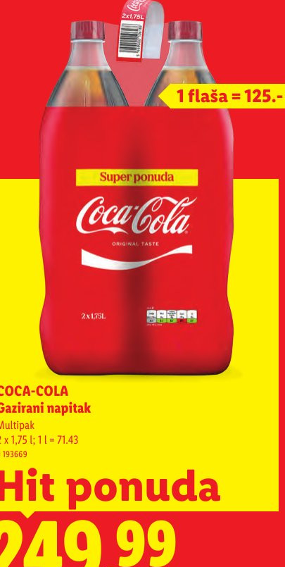 COCA-COLA Gazirani napitak Multipak 2 x 1,25 l