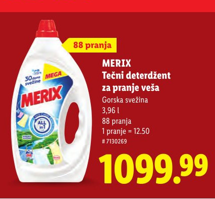 MERIX Tečni deterdžent za pranje veša Gorska svežina, 3,96 l