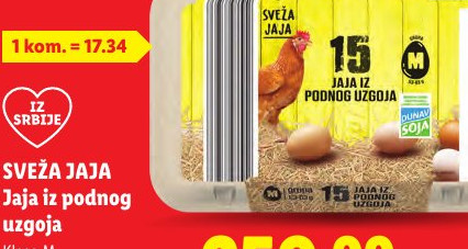 SVEŽA JAJA Jaja iz podnog uzgoja Klasa M