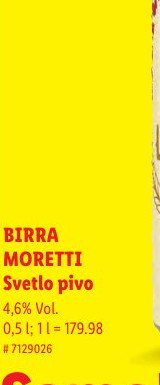 BIRRA MORETTI Svetlo pivo